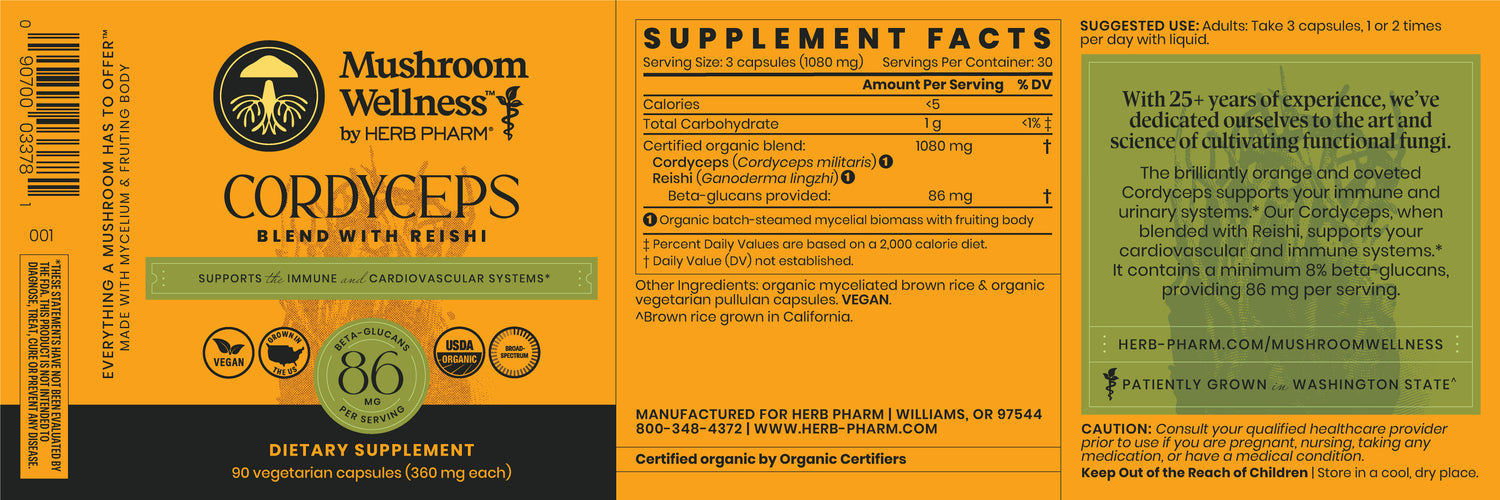 Cordyceps Blend with Reishi Capsules Label