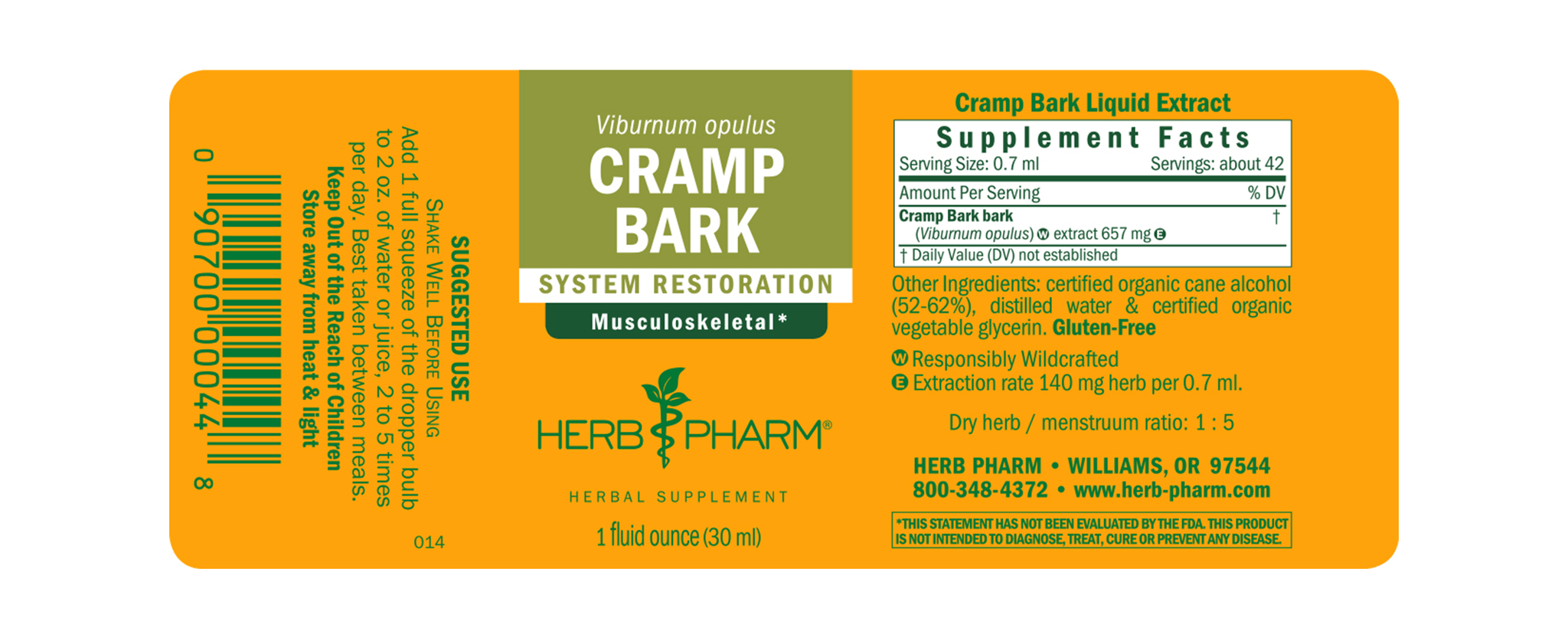 Cramp Bark Liquid Herbal Extract Herb Pharm